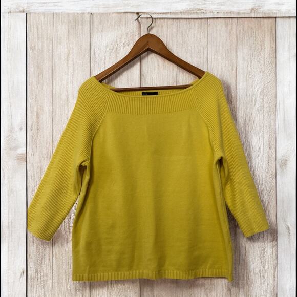 Grace Elements Yellow 3/4 Sleeve Boat Neck Casual Sweater Size 1X NWT - Picture 1 of 10